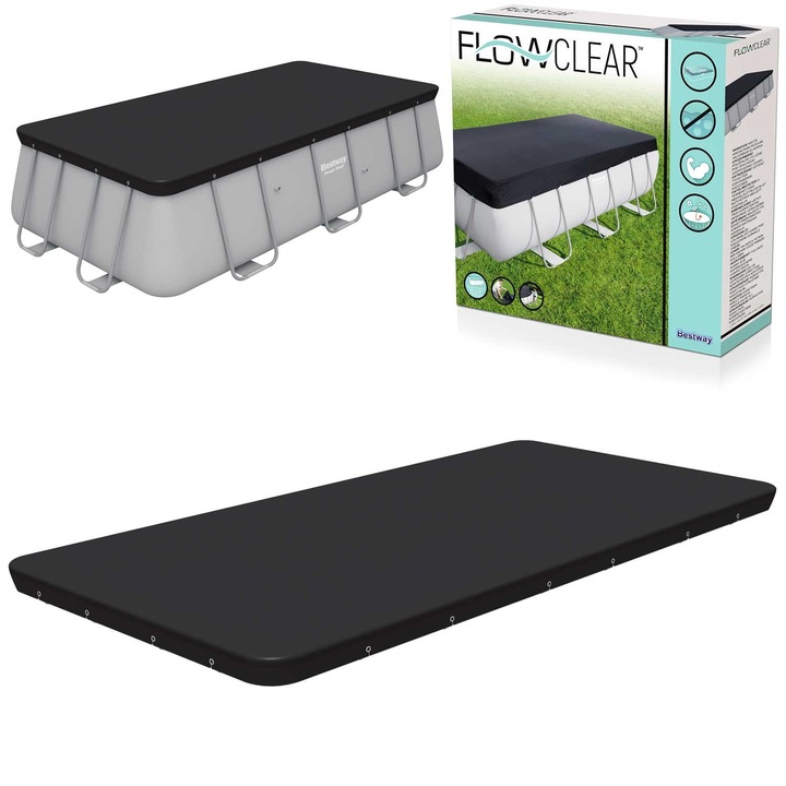 Покривало за басейн, Flowclear, 396x172 см, черно