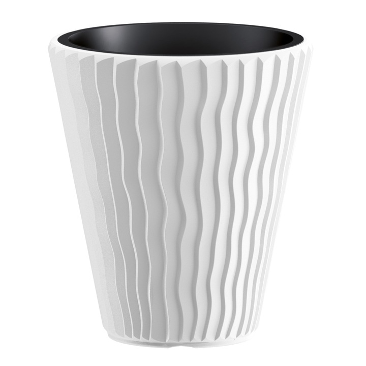 Ghiveci de flori, Edanti, 29.7 Cm, Plastic, Sand, Alb