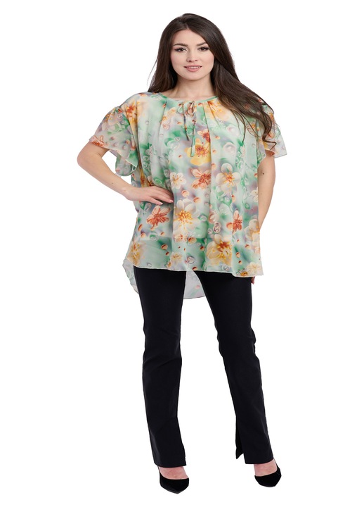 Bluza dama 949, Galben/Caramiziu/Verde, Marime Universala