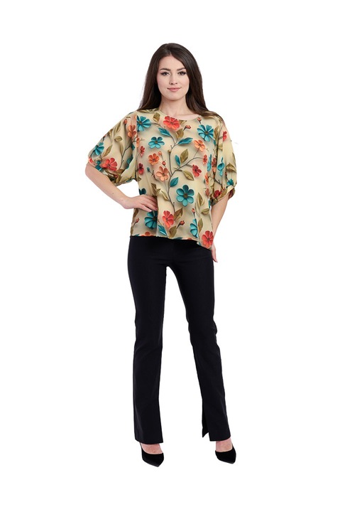 Bluza dama 939, Verde/Portocaliu