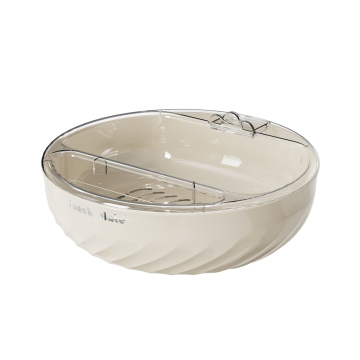 Bol pentru fructe cu două straturi, scurgere, suport pentru telefon, crem, 22.4x9cm