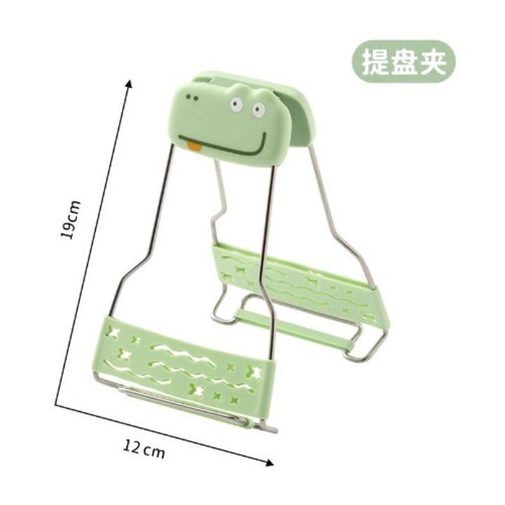 Clema pentru Boluri Creativa, Anti-Alunecare, din Silicon, de Uz Casnic, Rezistent la Temperaturi Inalte, Model Animat, 19x12 cm, Verde