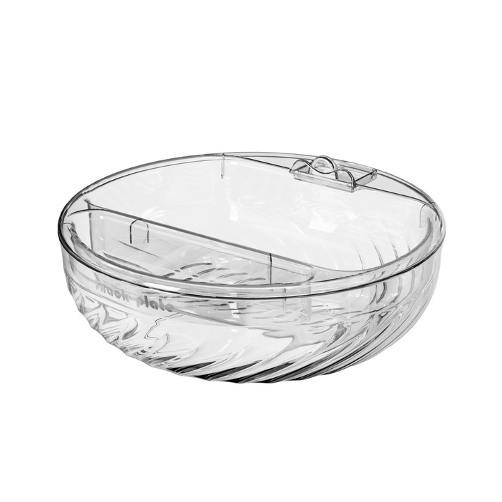 Bol cu Doua Straturi, pentru Fructe, Legume, Snacks, cu Strat de Scurgere a Apei, Suport pentru Telefonul Mobil, 22.4x9 cm, Transparent