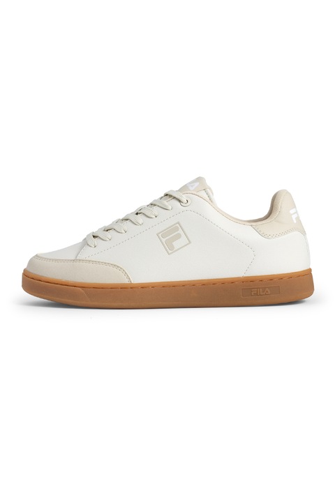 Fila, Pantofi sport low-cut din piele ecologica, Alb fildes/Bej
