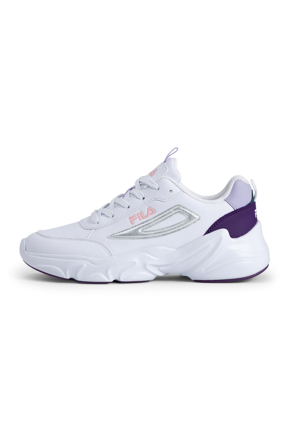 tdfオリーブ36 Fila, Pantofi sport cu insertii de plasa Felice, Alb, Lila