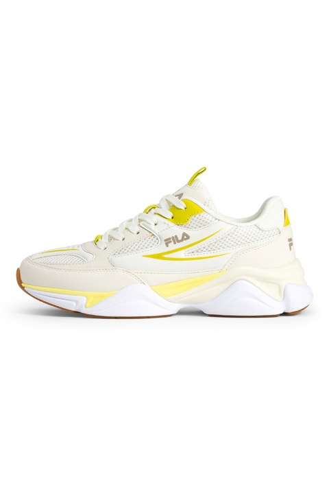 Fila, Pantofi sport de piele ecologica cu insertii din material textil Recade, Galben pai/Bej deschis