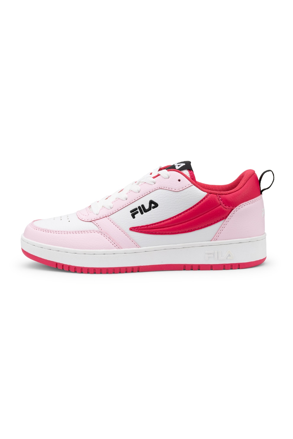 Fila, Pantofi sport din piele ecologica Rega, Alb, Rosu vermillion, Roz pal, 39 EU