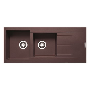 Chiuveta bucatarie Pyramis ALAZIA, 1160x500mm, adancime 200mm, 2 cuve inegale, reversibila, montare pe blat, Pyragranite Chocolate Chiuveta bucatarie Pyramis ALAZIA, 1160x500mm, adancime 200mm, 2 cuve inegale, reversibila, montare pe blat, Pyragranite Chocolate