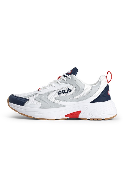 Fila, Pantofi sport de plasa si piele ecologica Kreatix, Alb/Gri deschis/Bleumarin