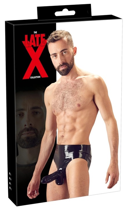 Chiloti din latex, Late X, cu buzunar texturat, negru, 100% latex natural, S INTL
