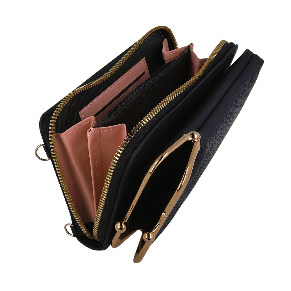 Husa Universala 2 in 1 compatibila Cubot, OPTIM SOLUTION, Eleganta, Geanta Telefon, Stylish, Husa Detasabila pentru Telefon, Portofel pentru Card, Bani, Monede, Diverse Ocazii, Tinute, Piele Ecologica Premium, Design Modern, Buzunar Fermoar, Negru