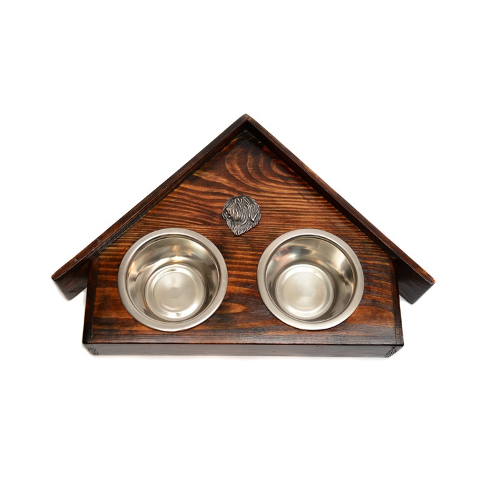 Fa állvány 2 tállal kutyáknak, Art-Dog, ház kialakítás, rozsdamentes acél, 75x50x14 cm