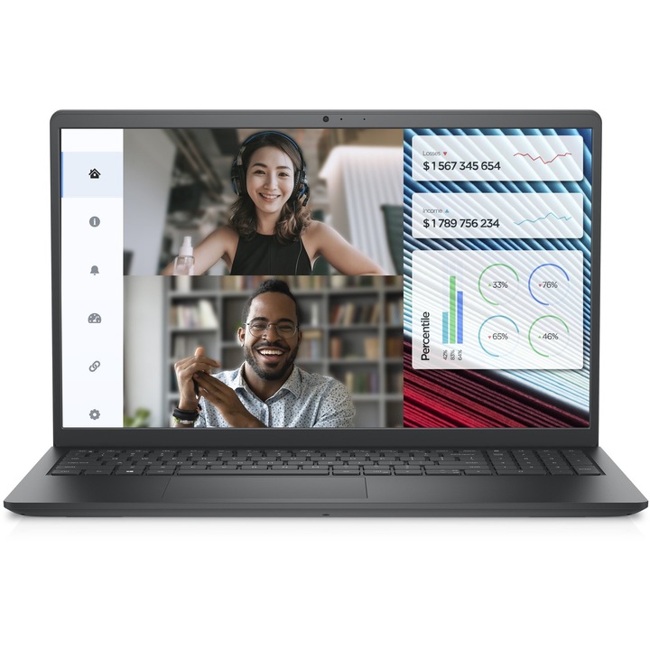Лаптоп Dell Vostro 3520 с Intel Core i3-1215U (0.9/4.4GHz, 10M), 16 GB, 512GB M.2 NVMe SSD, Intel UHD Graphics, Windows 11 Pro ESD, Черен