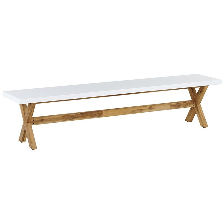 Banca de gradina Olbia 200 cm Ciment Alb