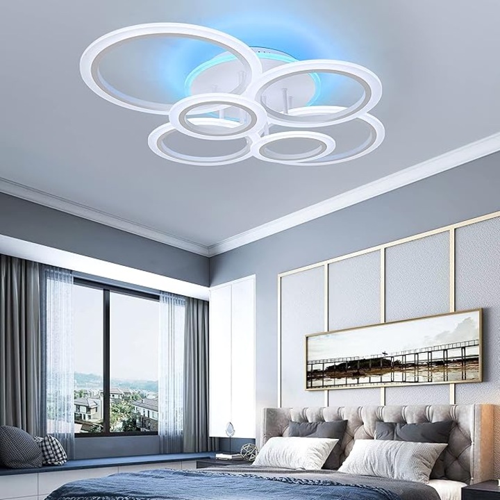 Lustra LED LightPlanet® RGB 6 cercuri cu Telecomanda wifi 2.4G cu lumina/rece/calda/neutra intensitate reglabila