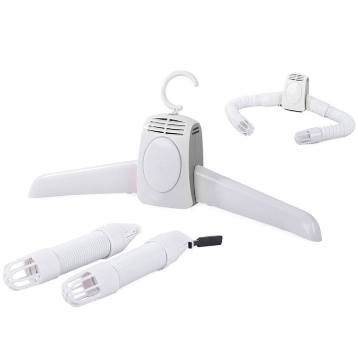 Medeyatech™ akasztó hordozható elektromos szárító funkcióval, mosáshoz/ruhák és cipők mosásához, fertőtlenít és fertőtlenít, kompakt, ideális utazáshoz vagy kis helyekre, fehér-szürke