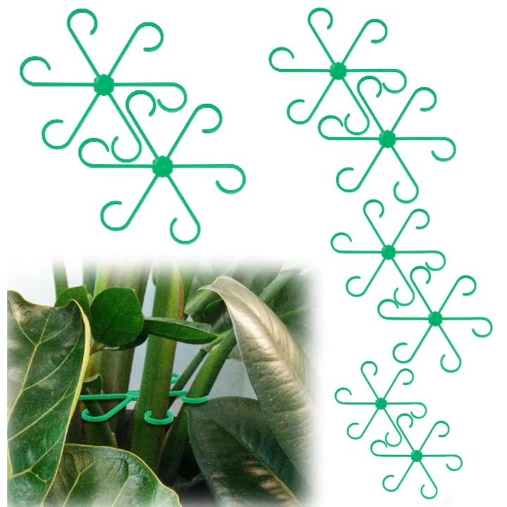 8 Bucati Suporturi pentru Plante Cataratoare din Plastic Reutilizabile - Tije si Agrafe de Sustinere pentru Tulpini, Ideala pentru Plante in Casa si Gradina (Verzi)