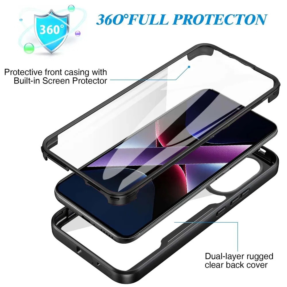Set 360: Husa cu folie integrata pentru Poco X8 Pro Protectie 360 fata / spate - negru