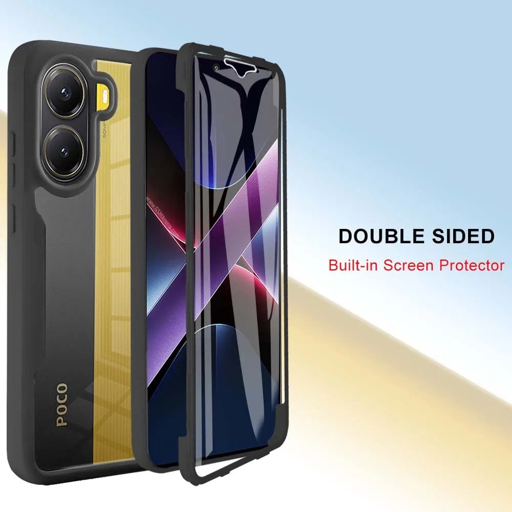 Set 360: Husa cu folie integrata pentru Poco X8 Pro Protectie 360 fata / spate - negru
