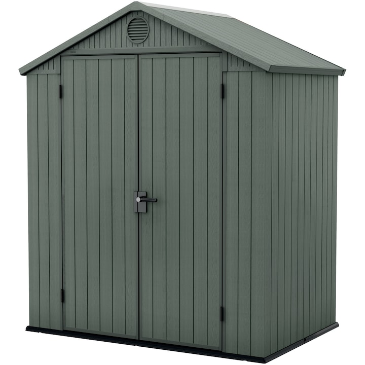Casuta de gradina Keter Darwin, 6x4, 190 x 122 x 221cm, plastic Evotech, verde, aspect lemn