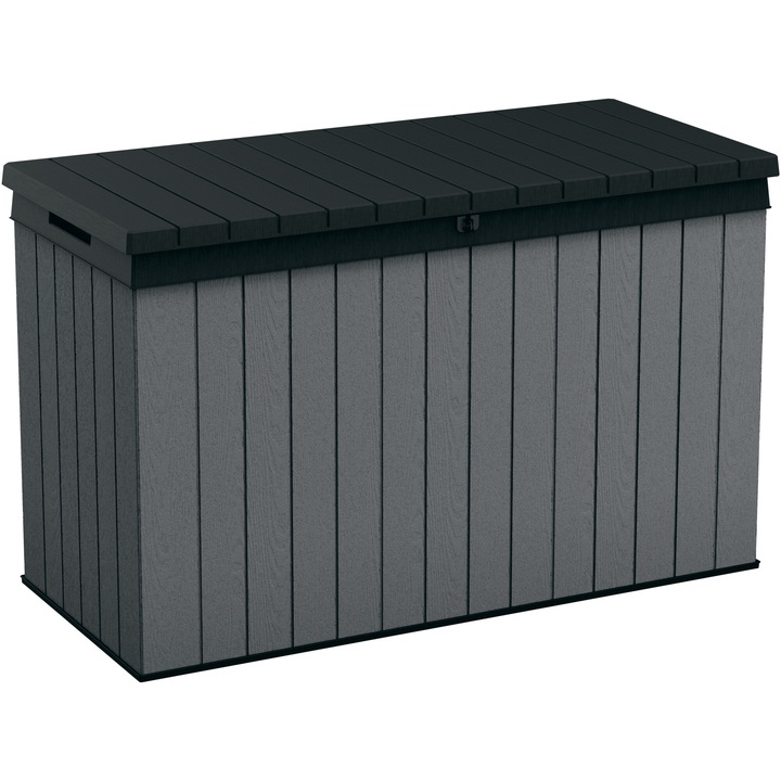 Keter Darwin 662L multifunkcionális tárolódoboz, Evotech műanyag, 142.5x65.3x89.5 cm, Fahatású, Szürke