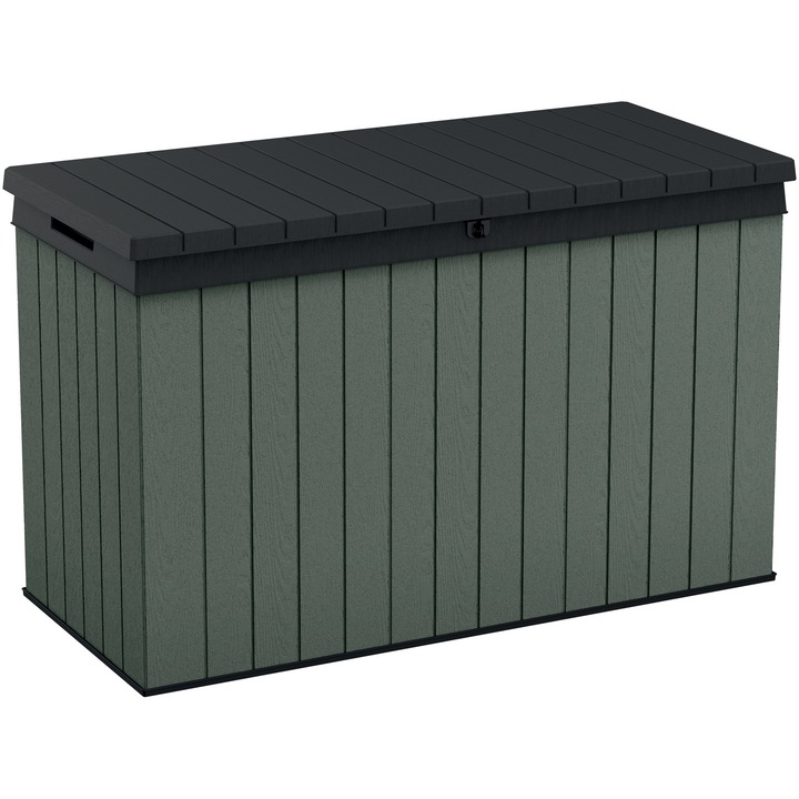 Keter Darwin 662L multifunkcionális tárolódoboz, Evotech műanyag, 142.5x65.3x89.5 cm, Fahatású, Zöld