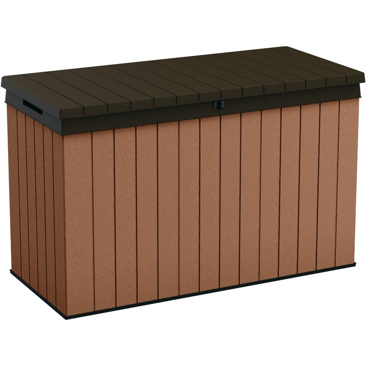 Keter Darwin 662L multifunkcionális tárolódoboz, Evotech műanyag, 142.5x65.3x89.5 cm, Fahatású, Barna