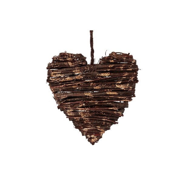 Inima impletita din ramuri de salcie, cu sclipici