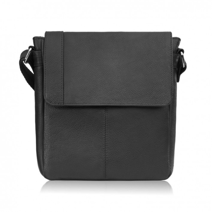 Paolo Peruzzi E-31-BL мъжка ретро ретро кожена чанта през рамо черна