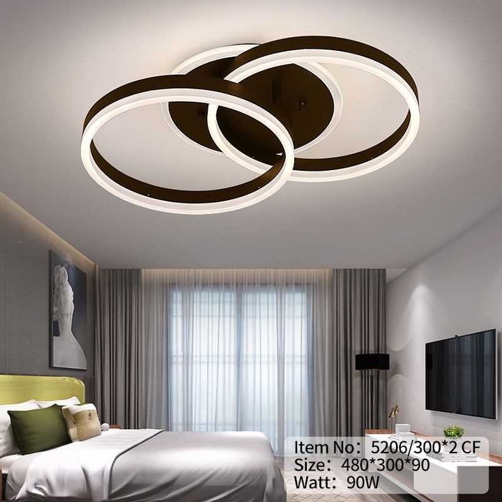 JIJU® LED полилей, димируем, 90 W с дистанционно управление, черен