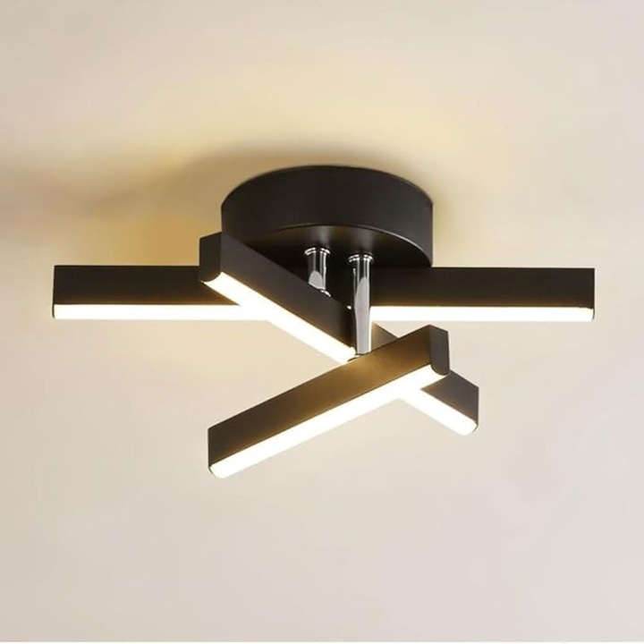 EDC LED таванна лампа Черна модерна 24W, 3 вида светлини