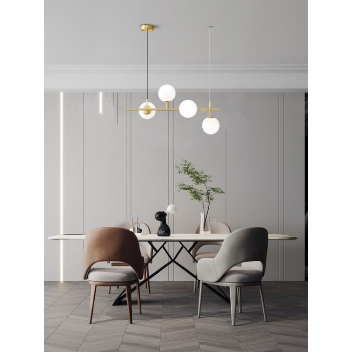 LED полилей SUEVA® с 4 глобуса матово бели крушки не са включени