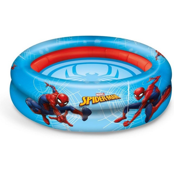 Gyermekmedence 2 karikával, többszínű, átmérő 100cm, Spiderman modell, 10 hónapos+, Mondo