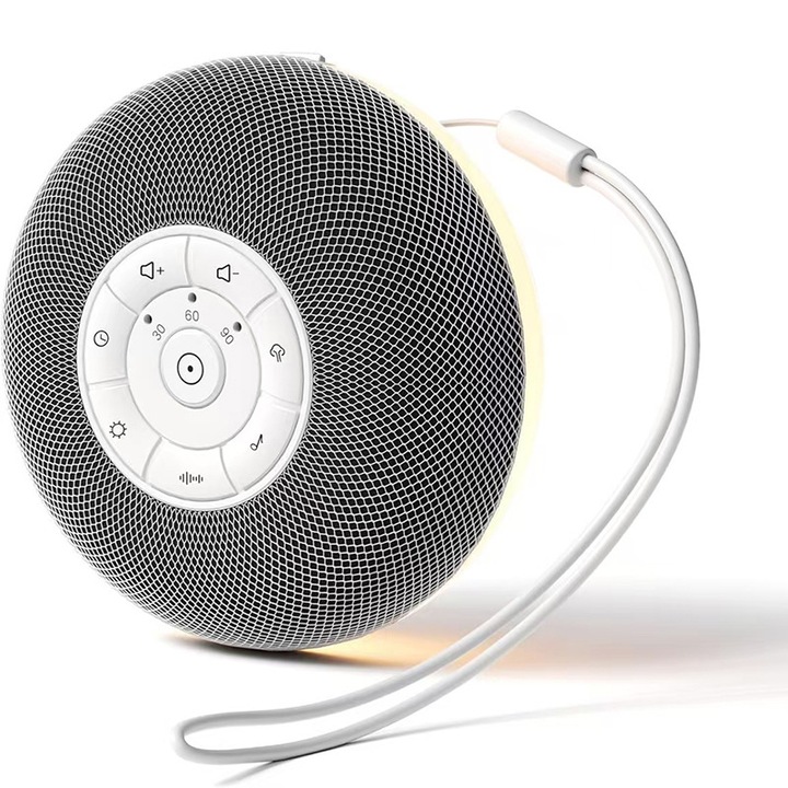 Fudisenn Fehérzaj gép, Fehérzaj hangszóró, 39 HD hang, Bluetooth 5.3, 3 időzítő, többszörös kompatibilitás, éjszakai fény, hordozható, csecsemőknek, gyerekeknek és felnőtteknek, újratölthető, 800mAh, fehér zaj, fekete