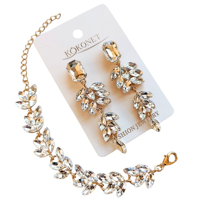 Set de bijuterii din aur pentru o receptie de nunta un bal o petrecere de Revelion GLAMOUR