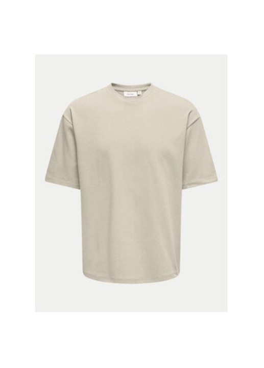 Férfi póló, Only & Sons, 304805547, Pamut/Poliészter, Bézs, Bézs