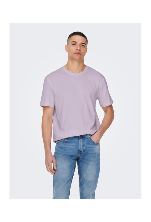 Férfi póló, Only & Sons, 301847489, Biopamut, Lila, Lila