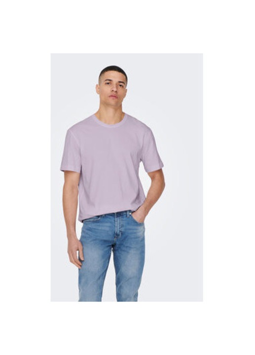 Tricou barbati, Only & Sons, 301847489, Bumbac organic, M INTL, Violet