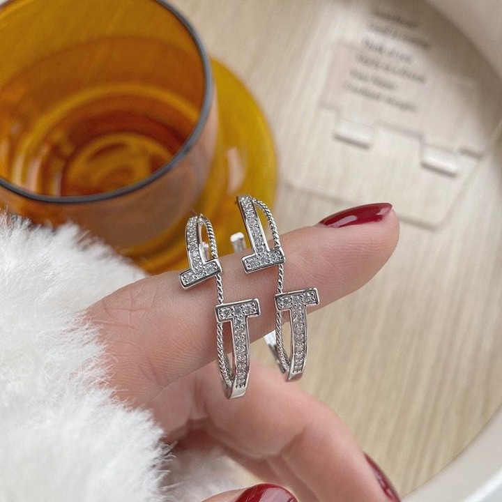 Cercei rotunzi, suflati cu aur 14k, cu pietre din zirconiu, C2, Pursehuit