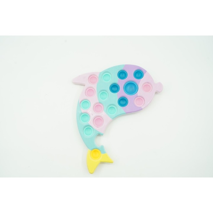 Сензорна антистрес играчка, Stef's Cat, Simple Dimple, Делфин, Многоцветна, 1x4.5см, за деца над 3 години