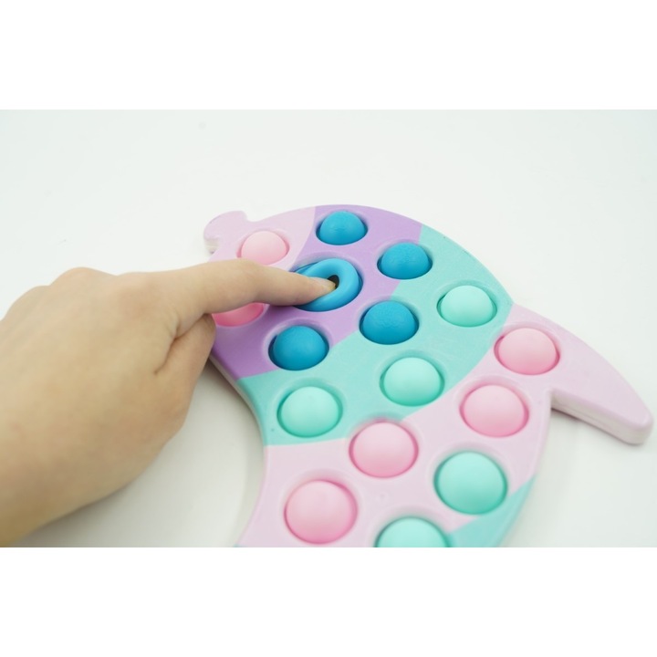 Jucarie senzoriala antistres, Simple Dimple, Delfin, Macarons, Southern Sky