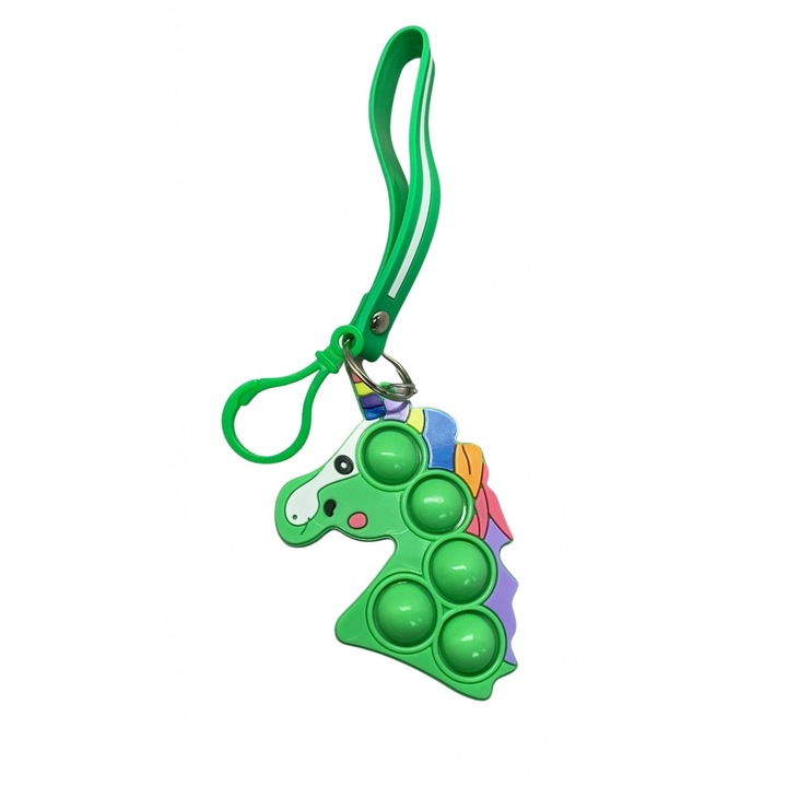 Комплект 2 броя, антистрес играчка от силикон, Pop It Now And Flip It, Simple Dimple, ключодържател, еднорог, зелен, Stef's Cat