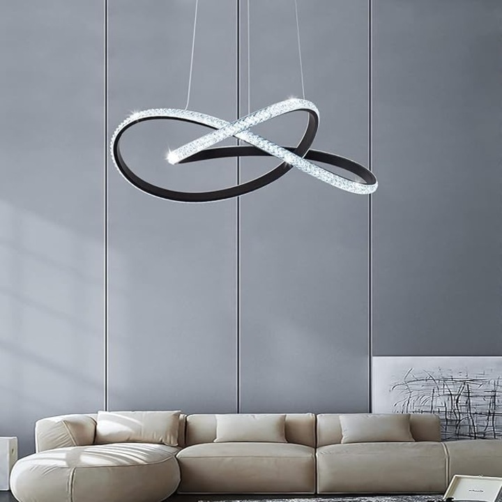 EDC® Infinity Black Crystal LED csillár 2,4G wifi távirányítóval állítható fény/hideg/meleg/semleges intenzitással