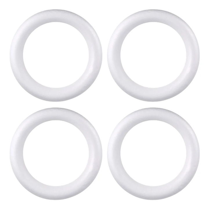 Set 4 inele spuma DIY YANYXR alb 10x10cm
