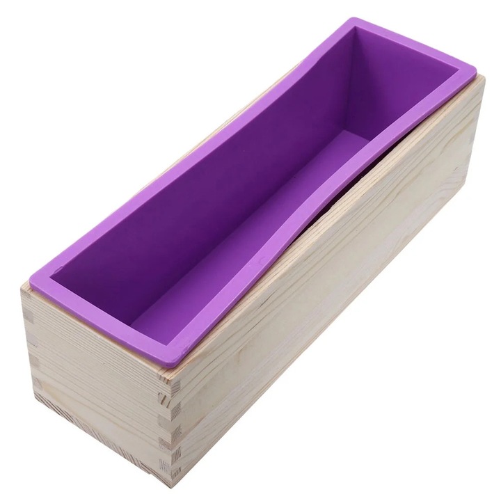 Forma silicon si lemn pentru sapun si prajituri, 26x7x7.7cm, multicolor