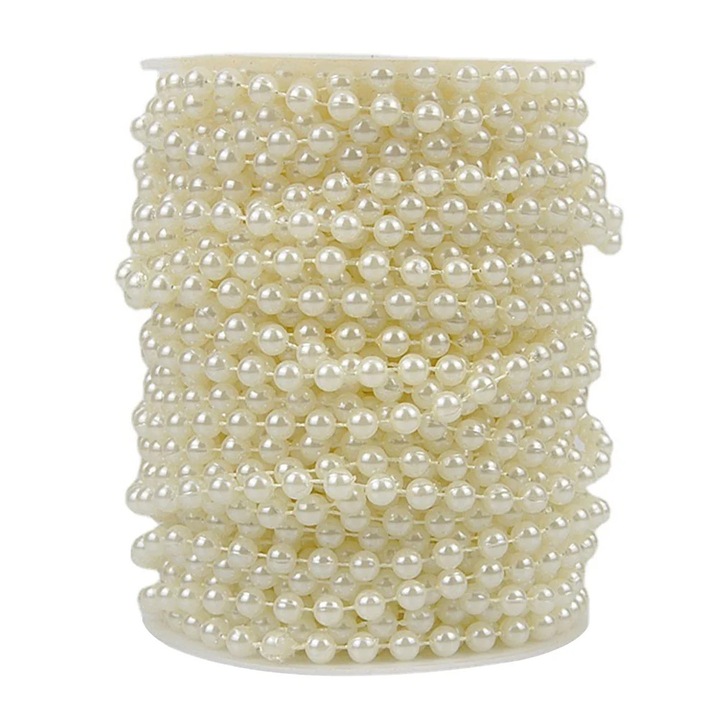 Decor perdela cu perle simulate, plastic, mov, 250x0.6x0.6cm
