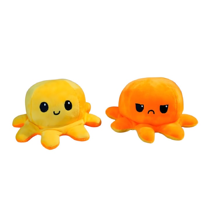 Jucarie de plus Reversibila Octopus, 15cm, Galben+Portocaliu