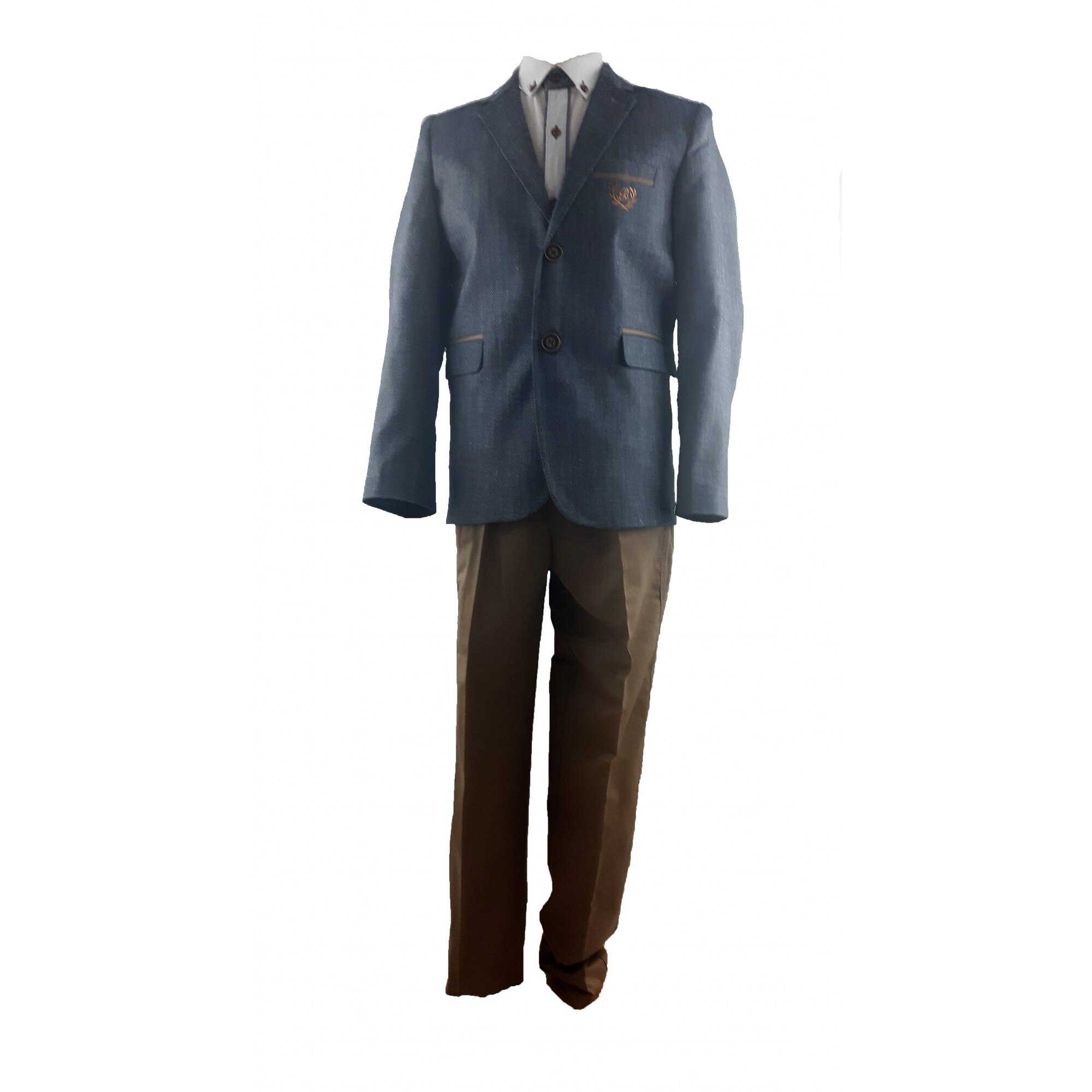 Costum pepit bleumarin/alb elegant/casual pentru baieti