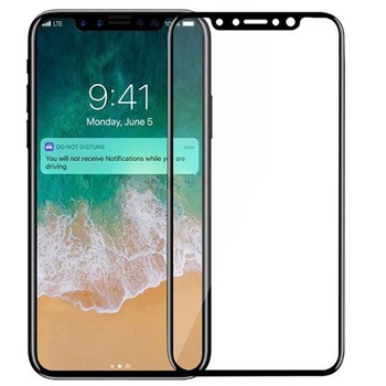 Folie de protectie sticla securizata Full Face pentru Apple iPhone X, neagra Folie de protectie sticla securizata Full Face pentru Apple iPhone X, neagra