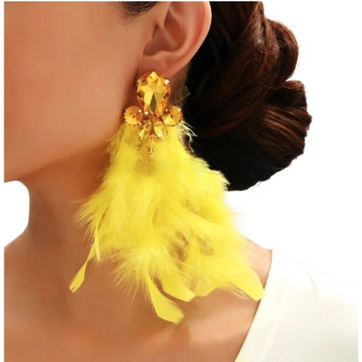 НЕОНОВИ ЖЪЛТИ ОБЕЦИ С ВИНИТОГРАДЕН ПОДАРЪК БОХО ГЛАМЕН дълъг светещ медальон